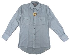 Vintage H Bar C Western Pearl Snap Shirt Long Tail Men  s Light Blue NWT