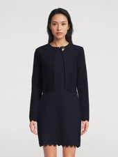 Oscar De La Renta Cherry Blossom Textured Blue Cardigan & Dress Set M NWOT