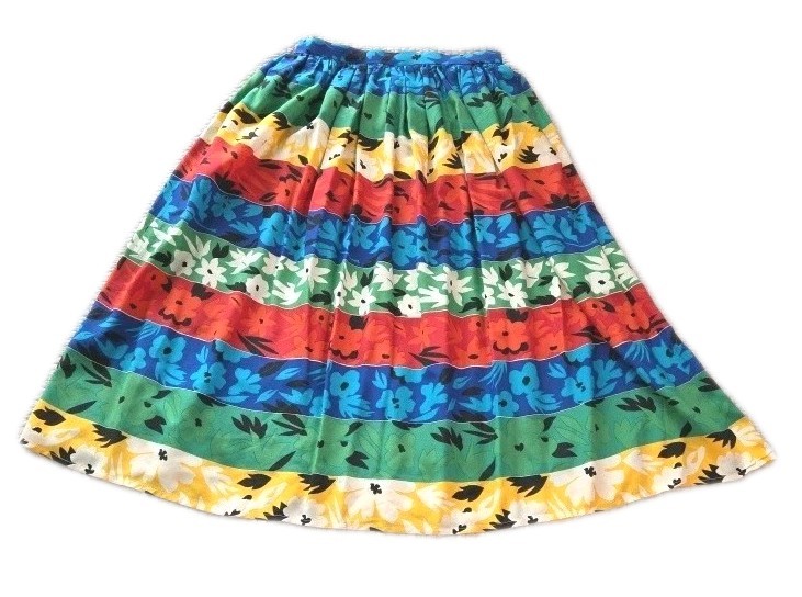 Vibrant 100% Silk Floral Pattern  A-line Skirt w/ pockets women's waist 25