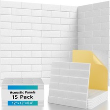 15 Pack Brick Acoustic Panels W/ Self Adhesive 12" x 12" x 0.4" High Density