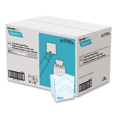 Cascades PRO F710 2-Ply Cube Signature Facial Tissue - White (36 Boxes/CT) New