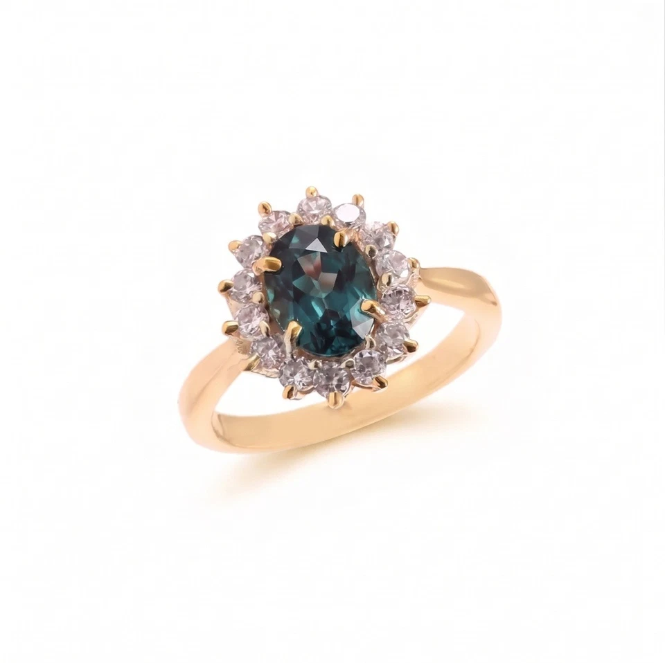 4.50 Ct Alexandrit Edelstein Moissanit Halo 925 Silber Band in Gold Farbe - Bild 2 von 3