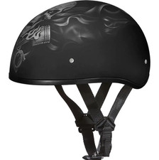 Daytona Skull Cap Pistons Skull Half Helmet Dull Black Quick Release DOT XS-2XL