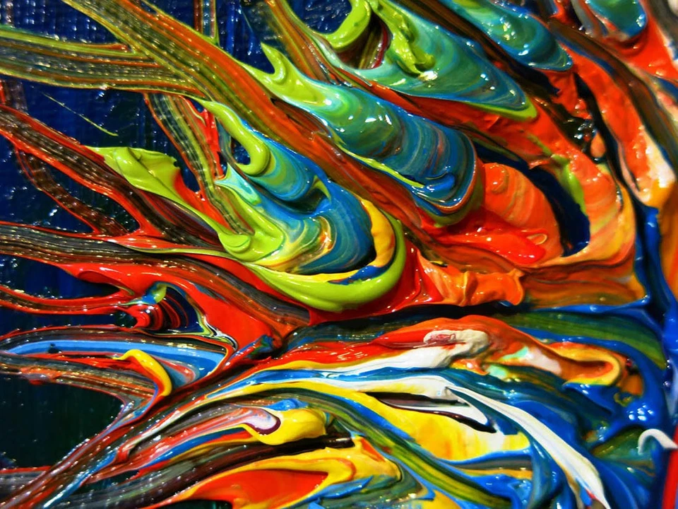 PINTURA ORIGINAL AL ÓLEO█ARTE VINTAGE█FIRMADO POP EXPRESIONISTA█NATURALEZA ABSTRACTA OCÉANO Foto 2 de 4