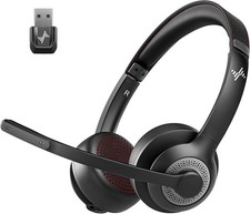 JIAMQISHI Wireless Headset with Mic for Work, Bluetooth V5.2 Headphones with AI