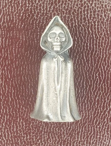 42.2 Grams .999 Fine Silver Grim Reaper Skull Cloak Hand Pour Bullion Mik_C