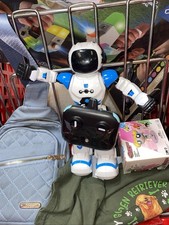 White & Blue Remote Control Toy Robot w/ Cont...