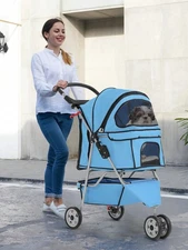 Dog Stroller, 3 Wheels Pet Cat Jogger Stroller, Folding Carrier Waterproof-Zenga