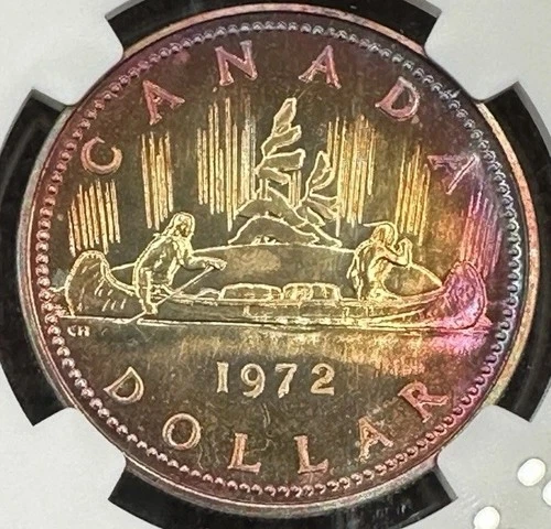 1972 Canada Silver Dollar NGC SP67 Monster Rainbow Toned SEE VIDEO