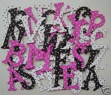 160 PiNK POODLE - Doodlebug Dots Chipboard Alphabet Letters Embellishments