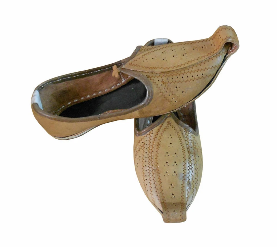 Hombres Khussa Zapatos India Hecho a Mano Cuero Chanclas Alpargatas Mojaries EE. UU. 7 Foto 3 de 4