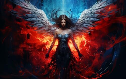 DIY 5D Full Drill Fire & Ice Angel Girl Wing Picture Square Diamond Art - Bild 1 von 7
