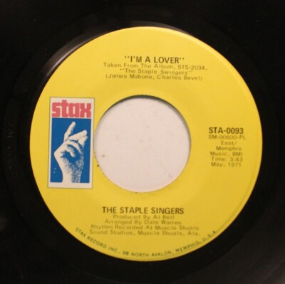 Soul Nm! 45 The Staple Singers - I'M A Lover / You'Ve Got To Earn It On Stax