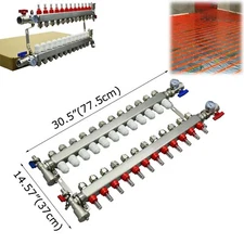 12-Branches Stainless Steel Floor Heating Water Distributor Manifold Set
