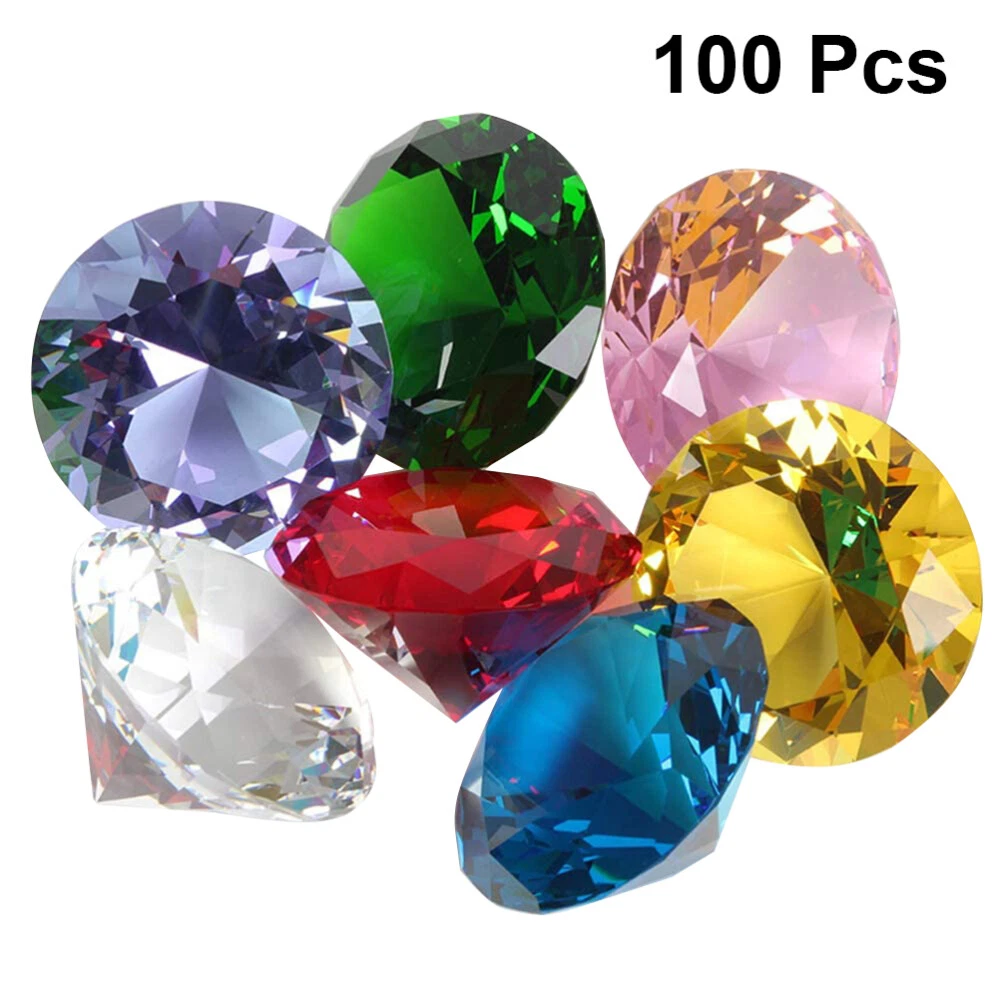 200pcs Fake Diamonds, DIY Artificial Transparent White Loose Fake Crystals  Diamonds Gems for Men Women Jewelry Crafrt Decoration Gift