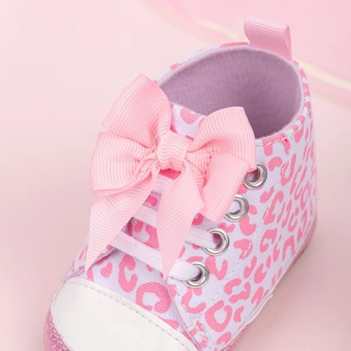 Bowknot Baby Sneaker weiche Sohle Canvas Schuhe Denim, Leopard & Regenbogen Designs - Bild 9 von 24