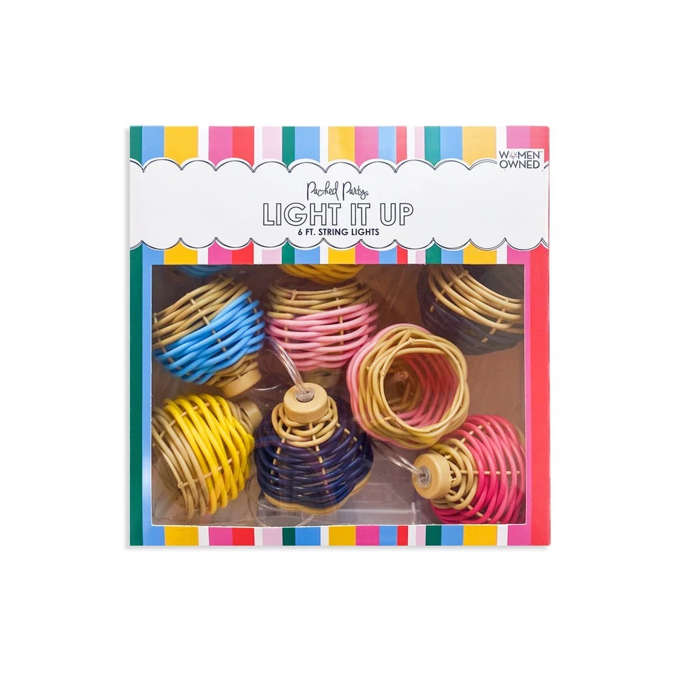 NEW - Packed Party, 6 ' String Lights, 10 Rattan Ball Heads, Multi-Color - Image 2 of 4