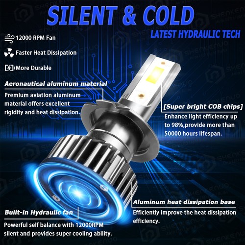 For Suzuki GSXR600 2006-2007 2011-2018 H7 H11 LED Headlight Bulbs 6000K - Picture 4 of 12