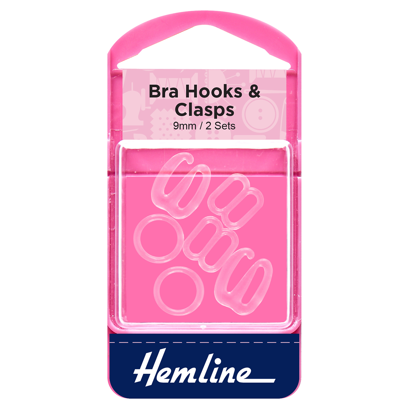 Hemline Bra Hooks & Clasps - 9mm - Clear H470.9.C - Image 3