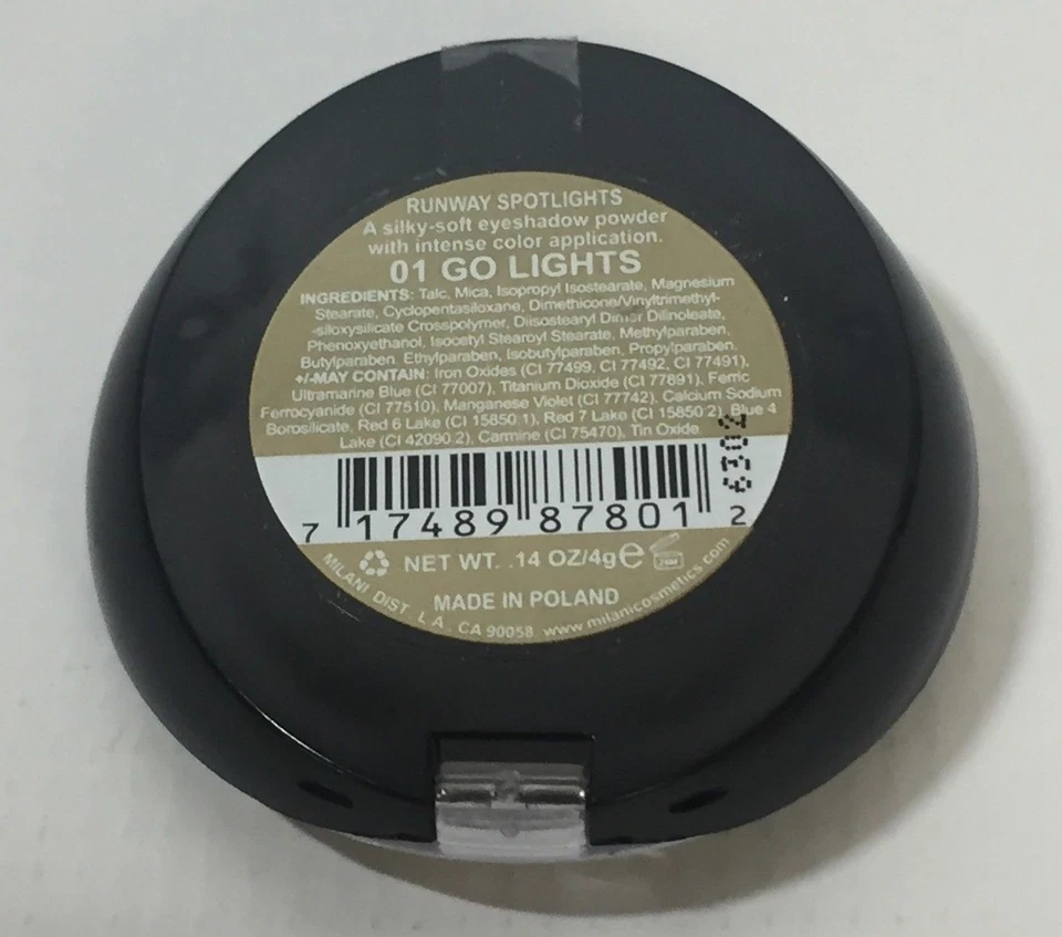 MILANI Runway Eyes Silky Soft Eye Shadow #01 GO LIGHTS .14 Oz New Sealed - Image 2 of 2