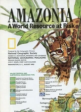 NATIONAL GEOGRAPHIC map only august 1992 AMAZONIA RISK birthdays anniversaries