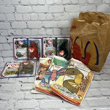 Ty Teenie Beanie Babies McDonalds Dinosaur Trio 2000 Rex Steg Bronty McD  s Bags