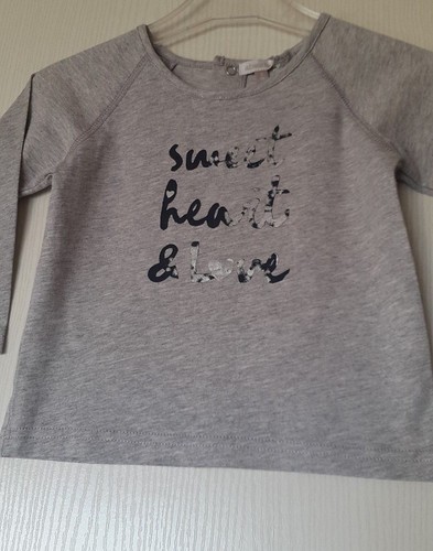 ABSORBA T-SHIRT HAUT DE PYJAMA FILLE 2 ANS (86 CM)100% COTON COLORIS GRIS CHINE - Picture 6 of 10