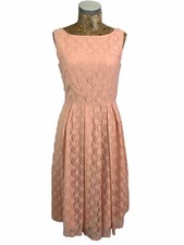 JOLIE MOI DRESS 10 PEACH Lace Pleated Fit & Flare Midi Formal NEW RRP £89