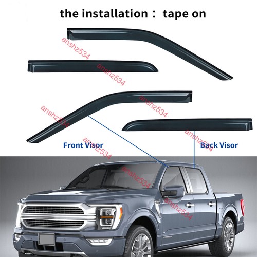 Window Visor fit 15-23 Ford F150/F Super Duty Crew Cab Deflector Rain Guard 4pc - Picture 5 of 13