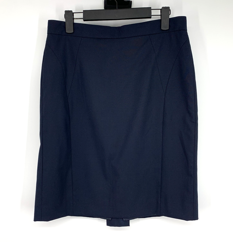 Ann Taylor Skirt Womens Size 10 Petite Navy Blue Pencil Straight Business Lined