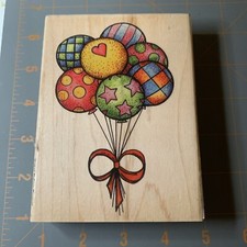Hampton Art- Wood Rubber Stamp Balloons Birthday Celebrate Balloon Party Baby