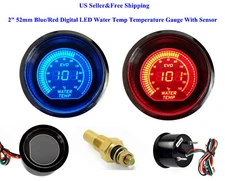 2" 52mm Blue/Red Digital LED Water Temp Temperature Gauge With Sensor Car AUTO