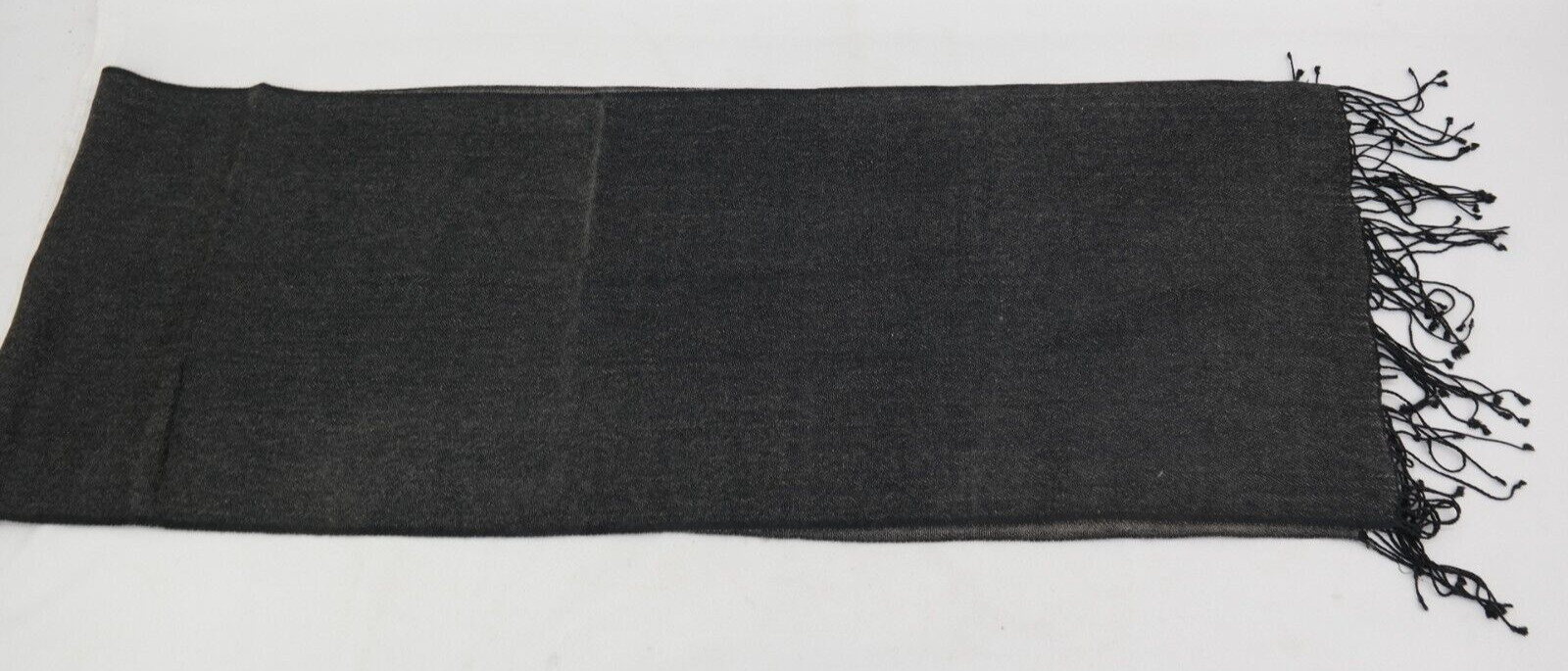 Fringed Tasseled Rectangular Scarf Wrap Black & G… - image 1