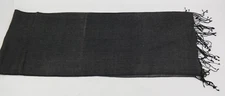 Fringed Tasseled Rectangular Scarf Wrap Black & Gray 68"    TF