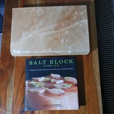 Himalayan Pink Salt Block & Cooking  Book Recipes Grilling Searing Chilling Serv