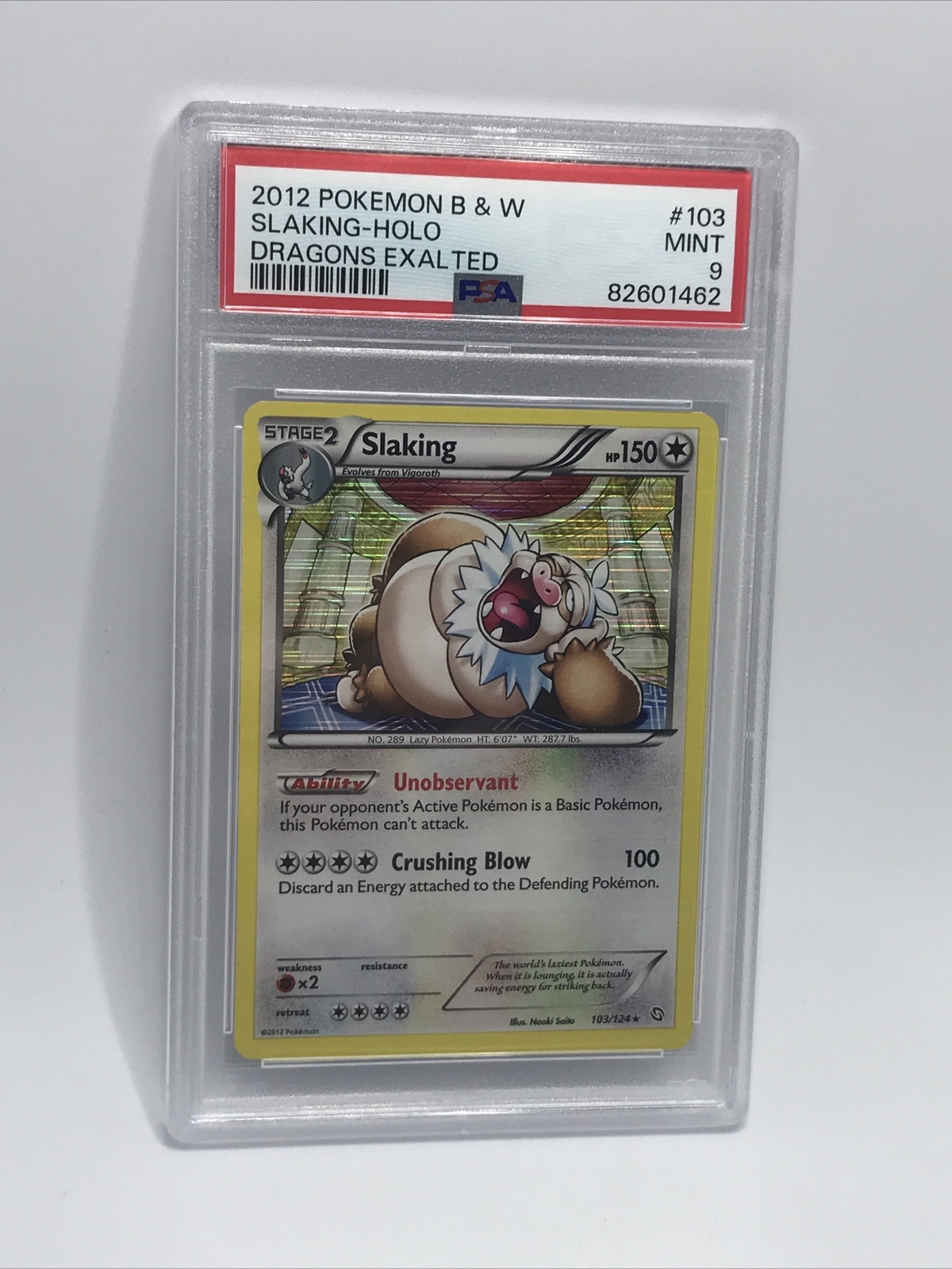 PSA Mint 9 Slaking Holo Black & White 2012 Dragons Exalted 103/124 TCG Pokémon