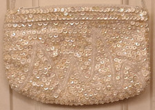 Vintage LA REGALE LTD Cream Ivory Fancy Sequin Beaded Handmade Evening Bag Macau