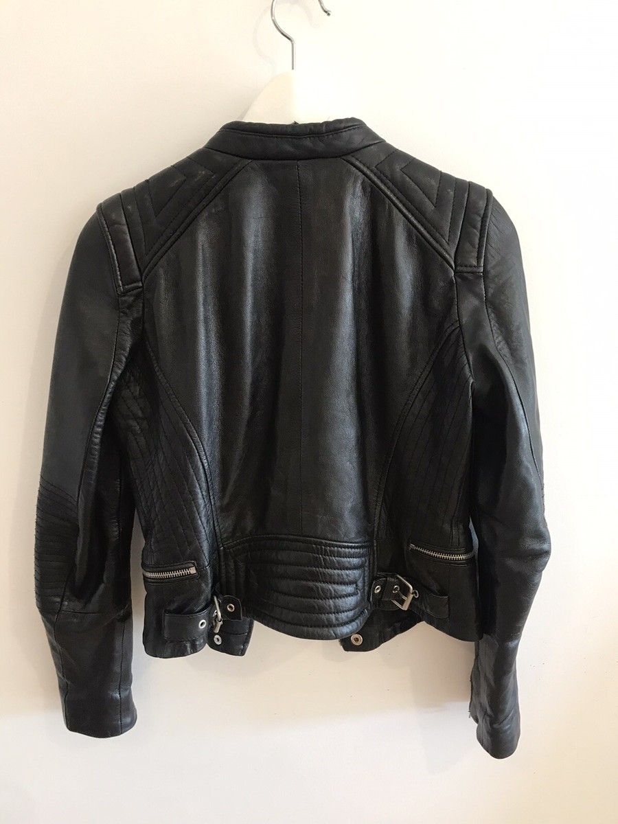 ZARA BLACK REAL LEATHER SHOULDER BIKER ZIP JACKET KENDALL ZARA BLACK REAL LEATHER SHOULDER BIKER ZIP JACKET KENDALL