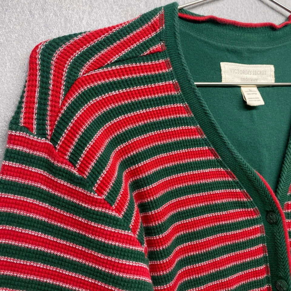 Pijama Victorias Secret Mujer Grande Una Pieza Térmico Rojo Verde Navidad Foto 3 de 4