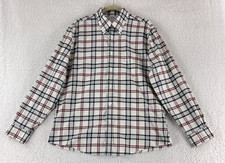 Brooks Brothers Ivory Plaid Button-Down Dress Shirt Mens Regent Fit Size Large