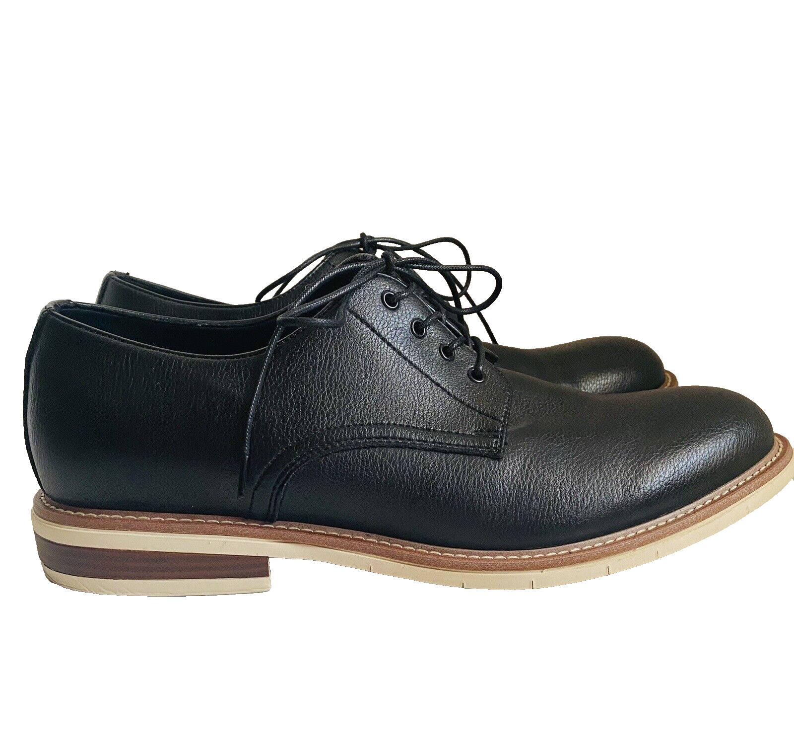 SAOLA ?LACCIO KENNETH COLE REACTION da uomo in pelle nera vegana CLYDE FLEX taglia 12