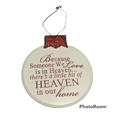 Metal Angel Ornament in Memory of Loved one in Heaven Red White Glitter