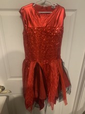 Spirit Halloween Red Devil Costume Child Size L Dress Leggings Headband W/ Horns