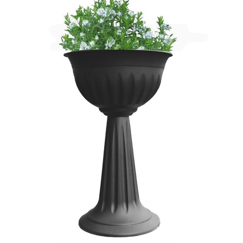 Black Urn Plant Pot Outdoor Garden Round Plastic Planter Water - 75cm Tall - Picture 6 of 8