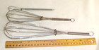 Lot of 3 Whisks Stainless Steel Tiny Whisk Older 7, 9 & 12" Kitchen Utensils