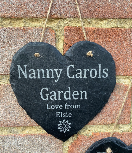 Personalised Engraved Slate Hanging Heart Gift, Any message, memorial, birthday - Picture 13 of 14