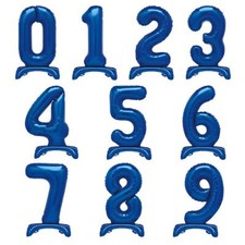 Blue Standing Number Air Fill Foil Balloons - Birthday Age 0 1 2 3 4 5 6 7 8 9