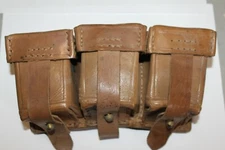 Mauser 8mm Leather 3 Cell Ammo Pouch Brown NICE #Y49