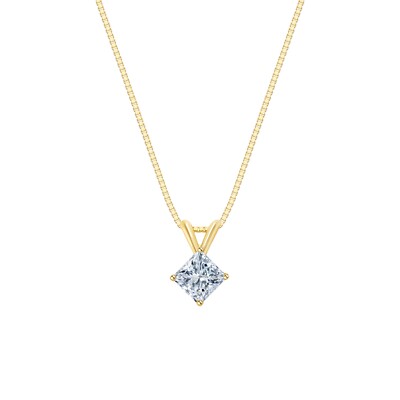 IGI F/VS 1 kt gedrechselter Princess Lab Created Diamant 18 K Gelbgold Halskette 16 Zoll