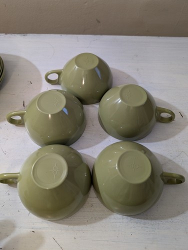Menge 14 Vintage ON Oneida Melamin Avocado grüne Kaffeetassen und 5-3/4" Teller - Bild 5 von 19